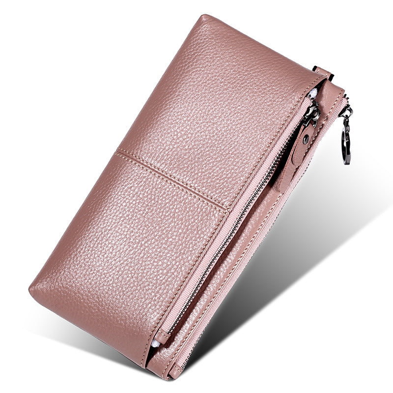 Women's Leather Loading Unloading Clutch Advantages Long Cowhide Handbags