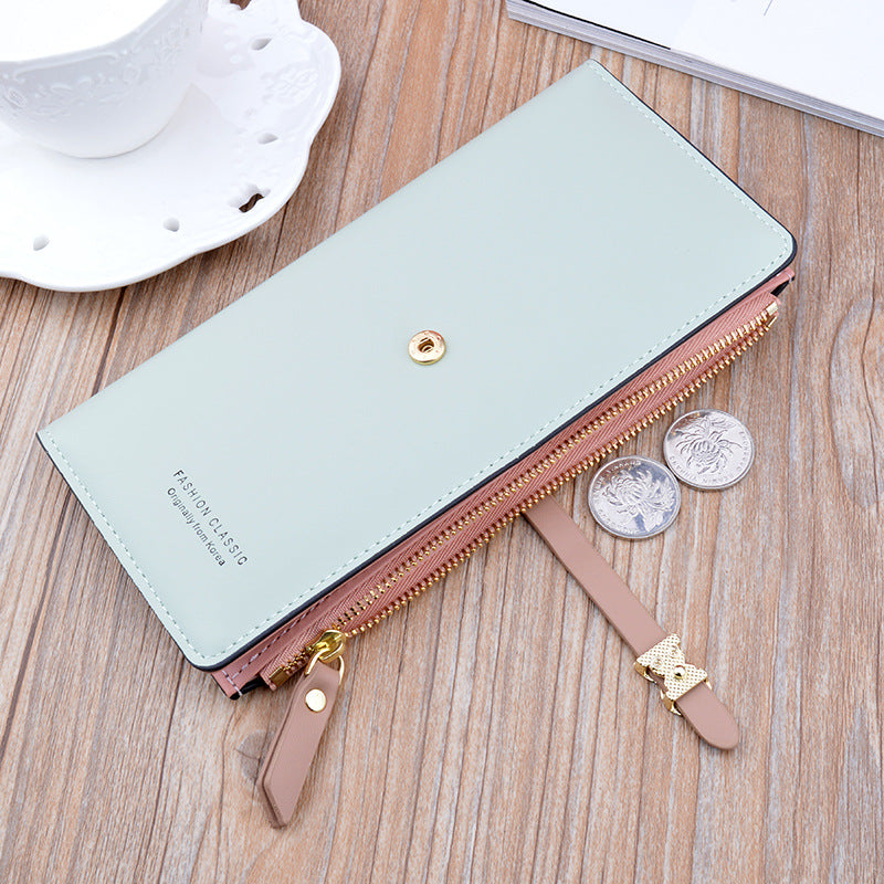 Women's Fashion Zipper Hasp Thin Multiple Slots Card Holder