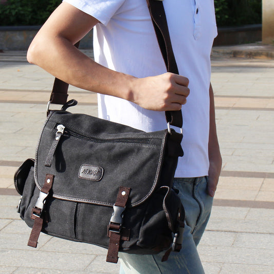 Men's Unique Versatile Canvas Horizontal Fashion Men's Messenger Bags