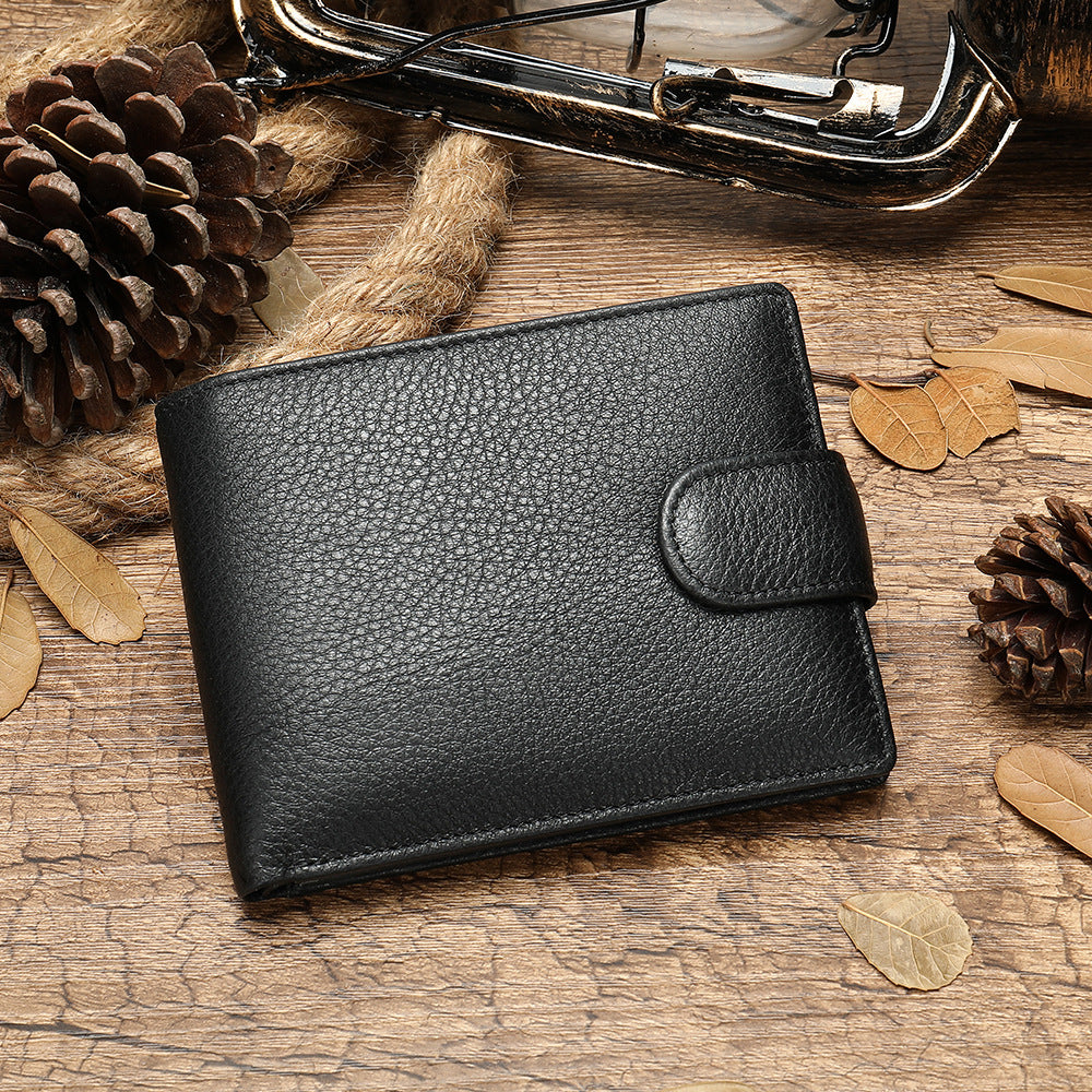 Men's Leather For Man Lychee Pattern Horizontal Men's Wallets