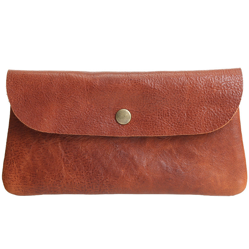 Men's Retro Handmade Long First Layer Cowhide Genuine Leather Large Capacity Men's Wallets