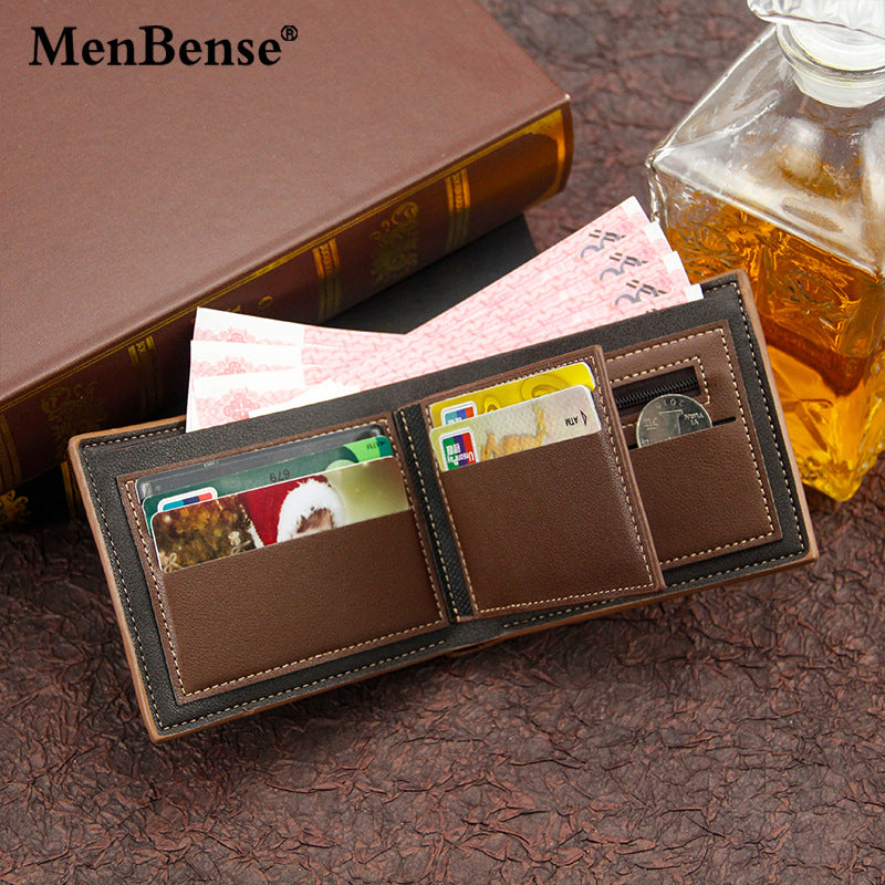 Men's Printed Short Hinge Frosted Multiple Slots Large Men's Wallet