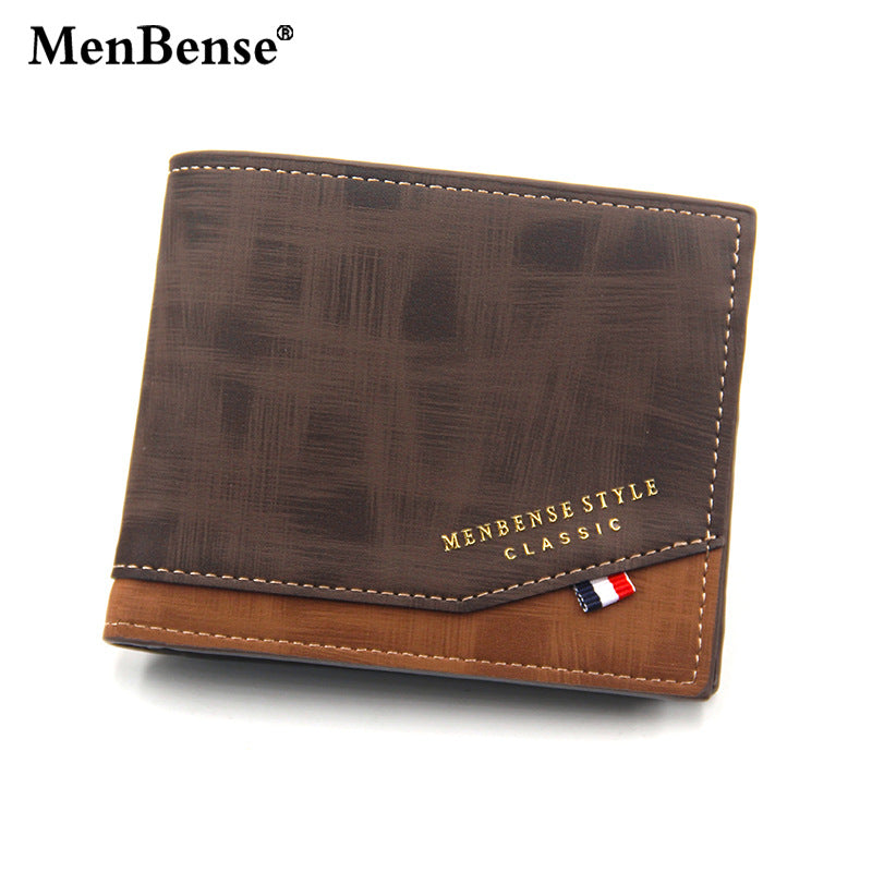 Men's Printed Short Hinge Frosted Multiple Slots Large Men's Wallet