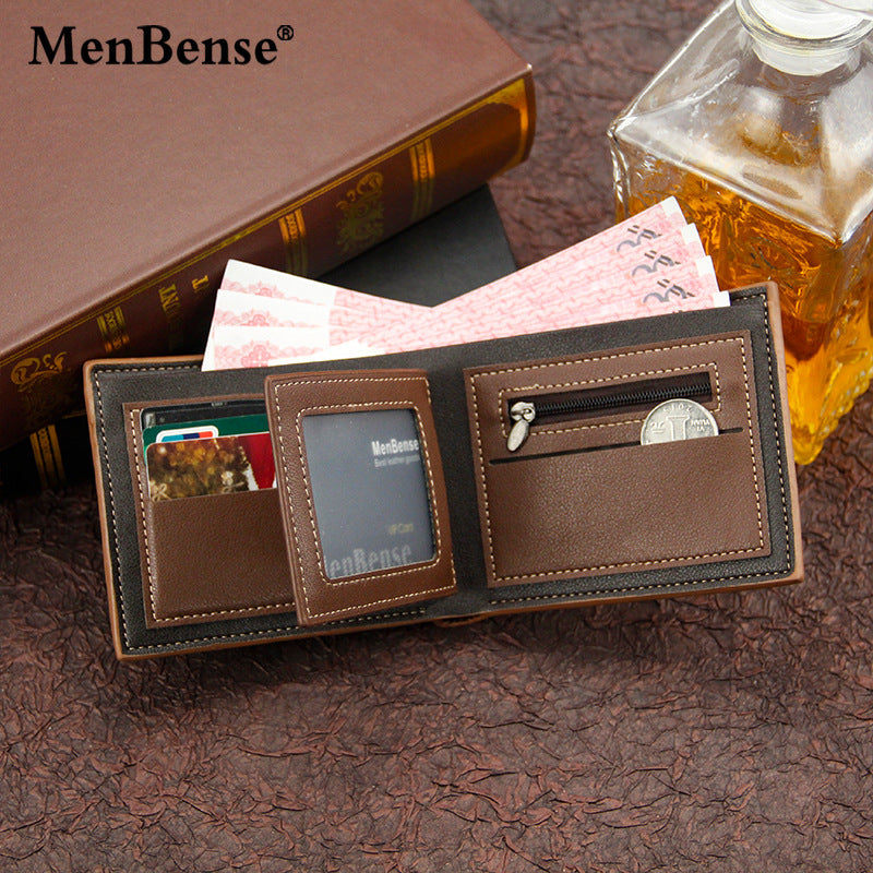 Men's Printed Short Hinge Frosted Multiple Slots Large Men's Wallet