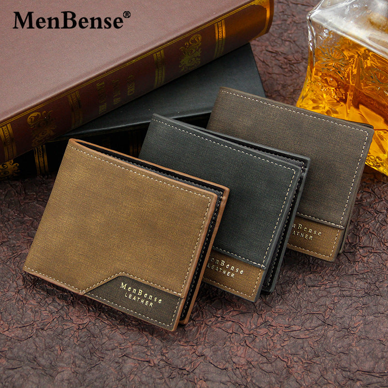 Men's Printed Short Hinge Frosted Multiple Slots Large Men's Wallet