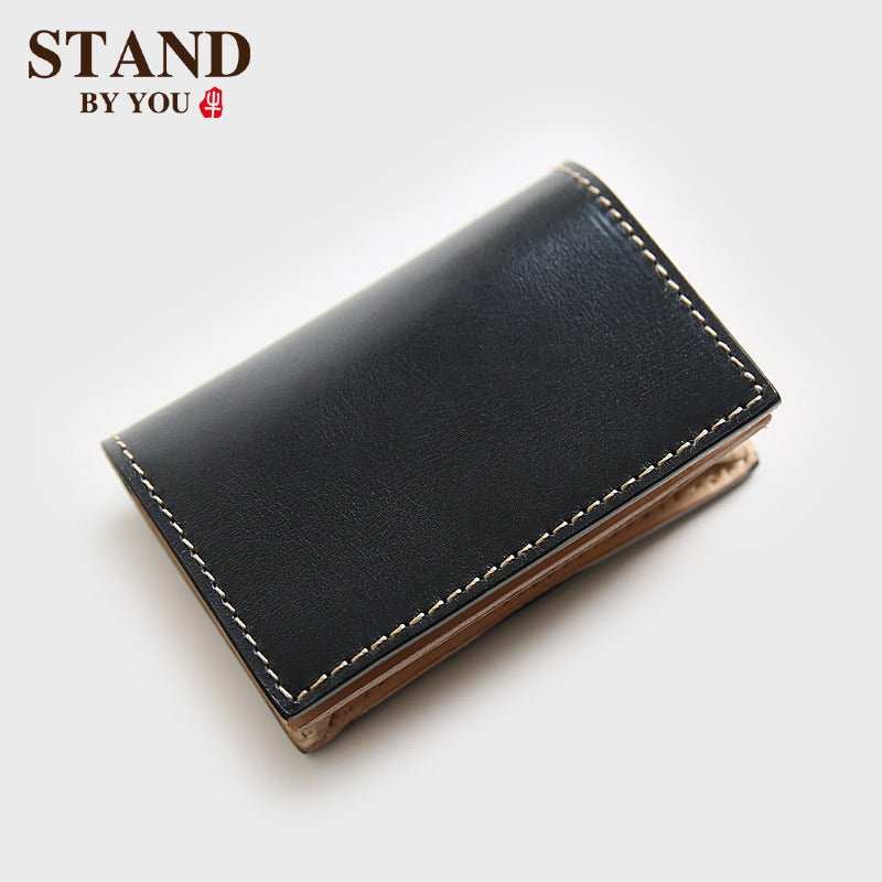 Women's & Men's Retro Hand Vegetable Cattlehide Large Capacity Leather Card Holder