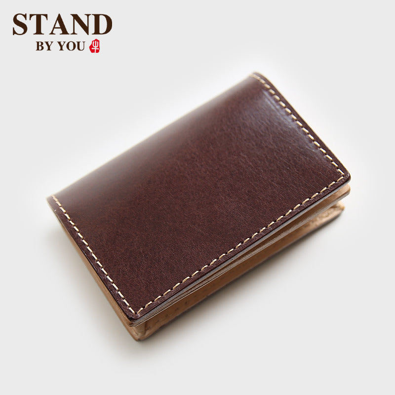 Women's & Men's Retro Hand Vegetable Cattlehide Large Capacity Leather Card Holder