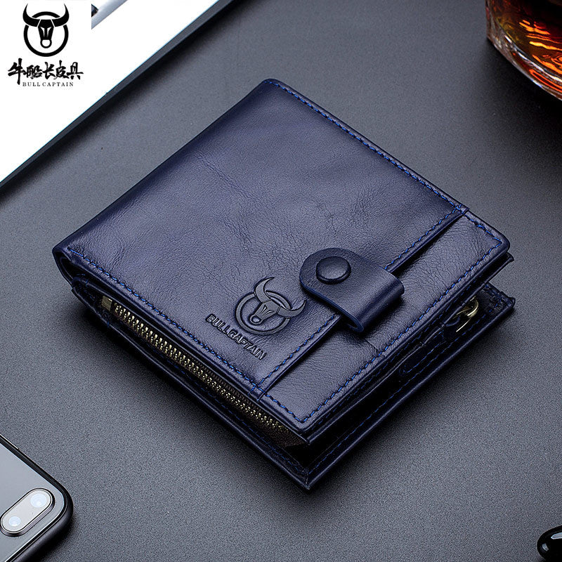 Men's Bull Captain Genuine Leather Short Horizontal Men's Wallets