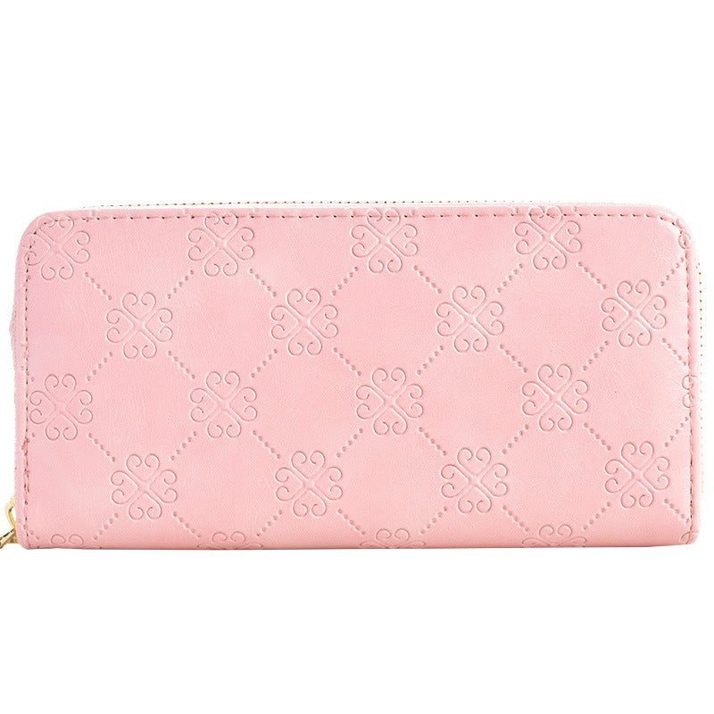 Women's Long Bright Leather Double Zip Clutch Large Capacity Ladies Wallet