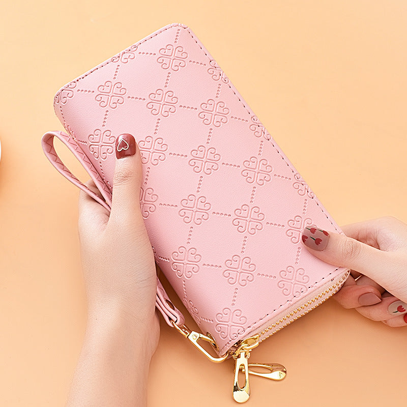 Women's Long Bright Leather Double Zip Clutch Large Capacity Ladies Wallet