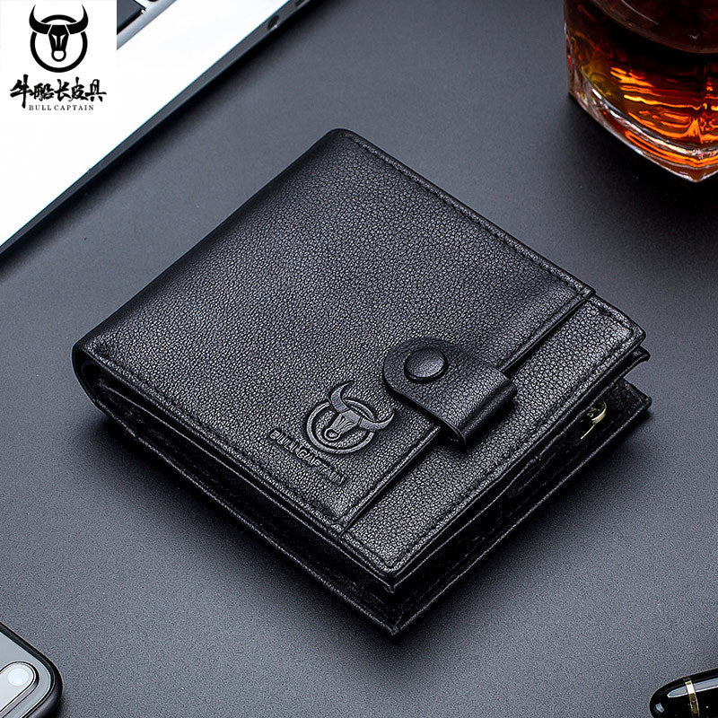 Men's Bull Captain Genuine Leather Short Horizontal Men's Wallets