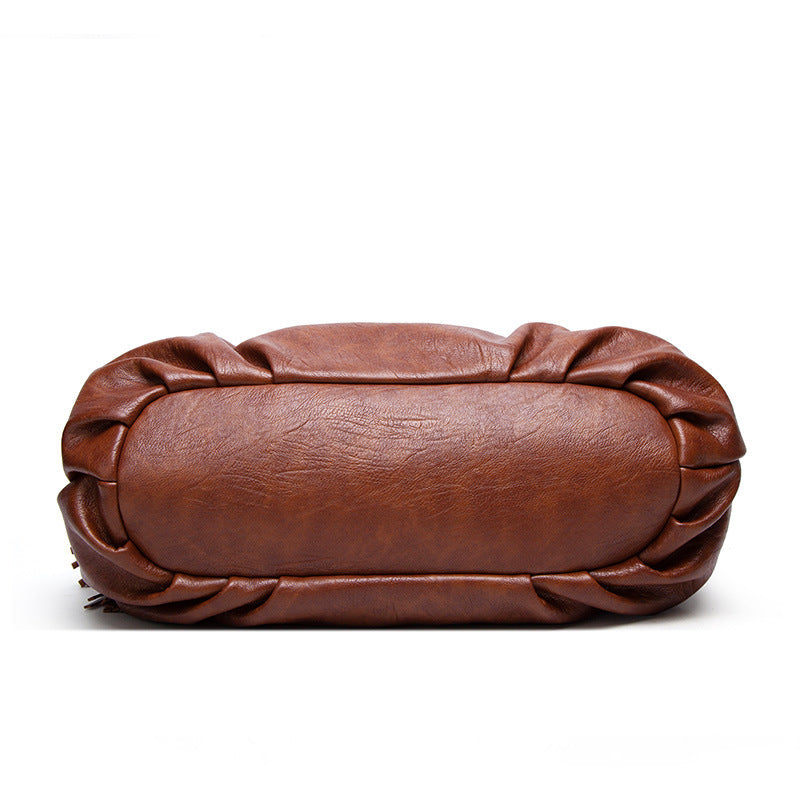 Women's Capacity Portable Big Soft Leather Simple Sheep Shoulder Bags