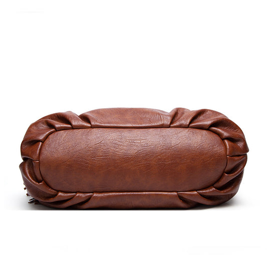 Women's Capacity Portable Big Soft Leather Simple Sheep Shoulder Bags