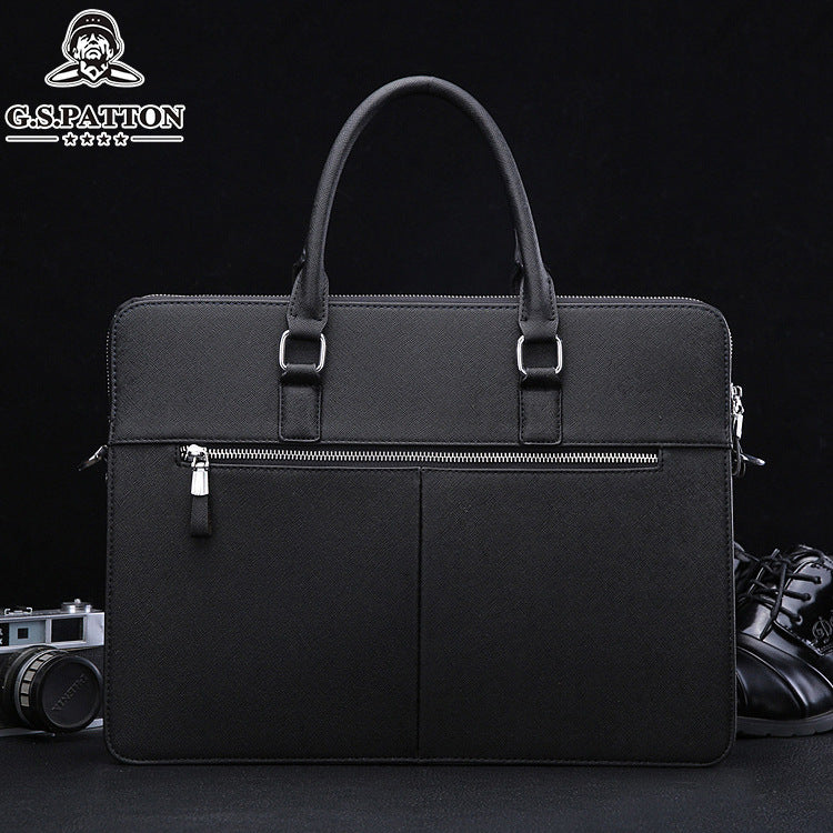 Men's Commuter Cross Section Computer Genuine Leather Men's Handbags