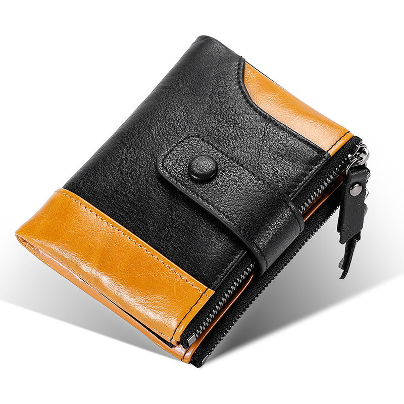 Men's Zip Genuine Leather Leisure Stitching First Men's Wallets