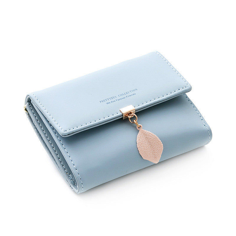 Women's Short Solid Color Korean Style Fresh Three-fold Folding Ladies Wallet
