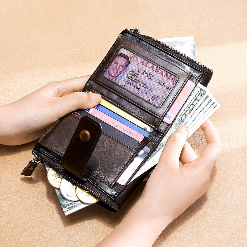 Men's Genuine Leather Cowhide Anti Theft Multiple Men's Wallets