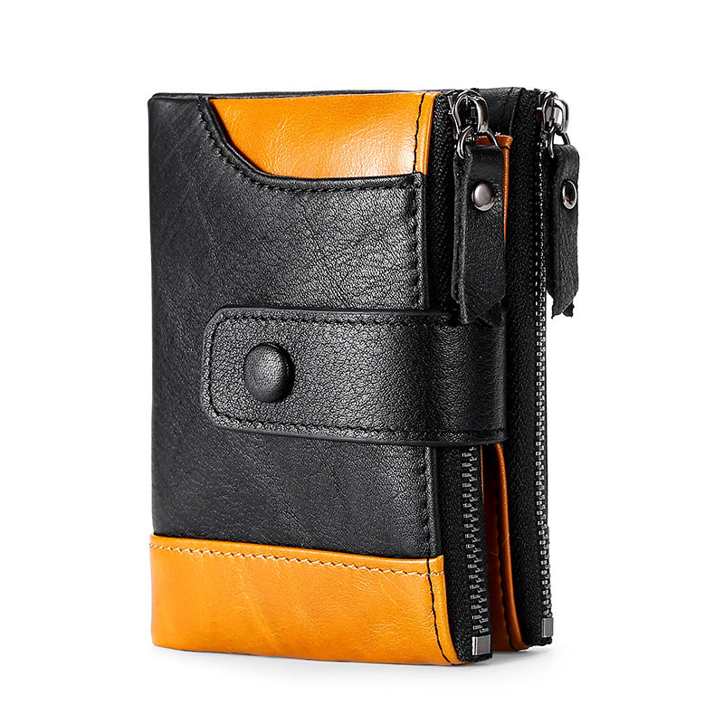 Men's Zip Genuine Leather Leisure Stitching First Men's Wallets