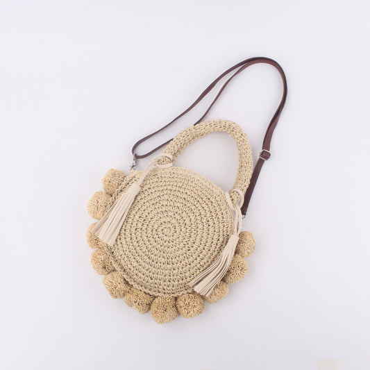 Vacation Beach Woven Round Ball Portable Crossbody Bags