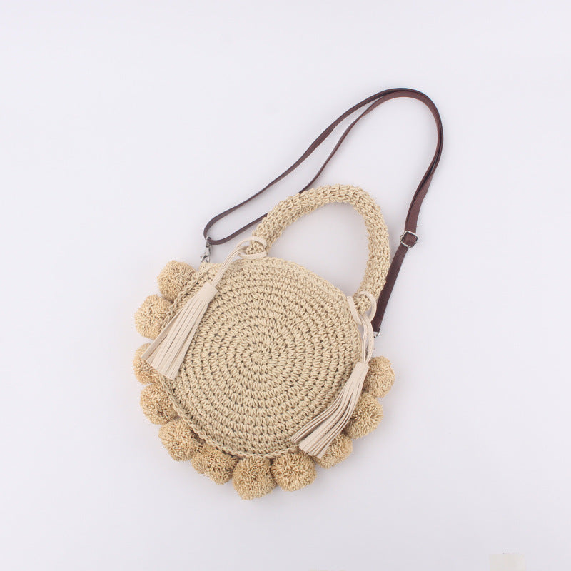 Vacation Beach Woven Round Ball Portable Crossbody Bags