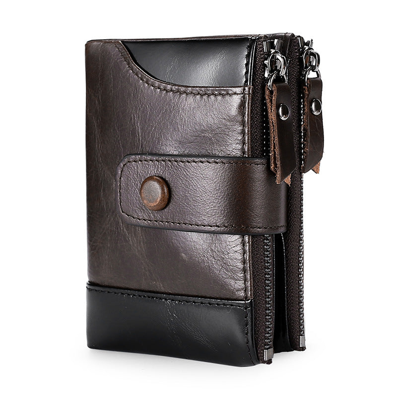 Men's Zip Genuine Leather Leisure Stitching First Men's Wallets