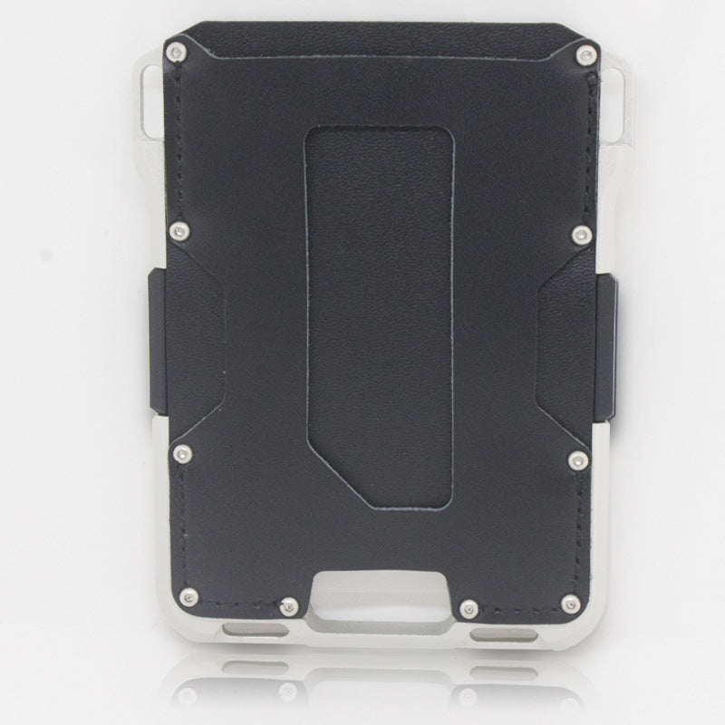 Men's Fashion Elegant Leather Bank Metal Card Holder