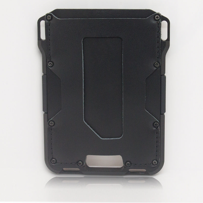 Men's Fashion Elegant Leather Bank Metal Card Holder