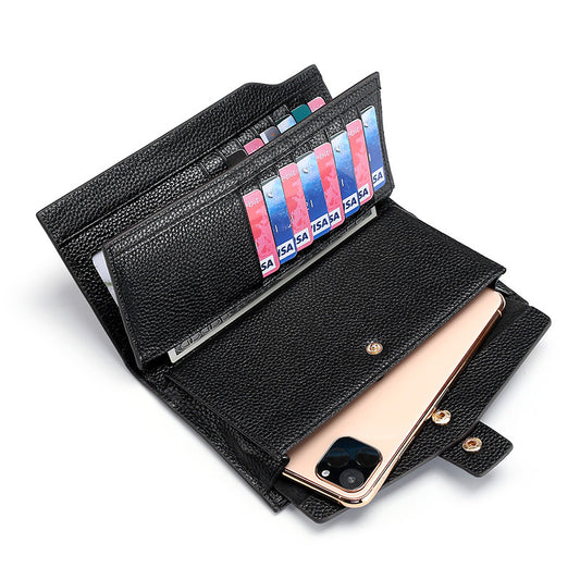 Women's Top Layer Leather Long Litchi Pattern Ladies Wallets