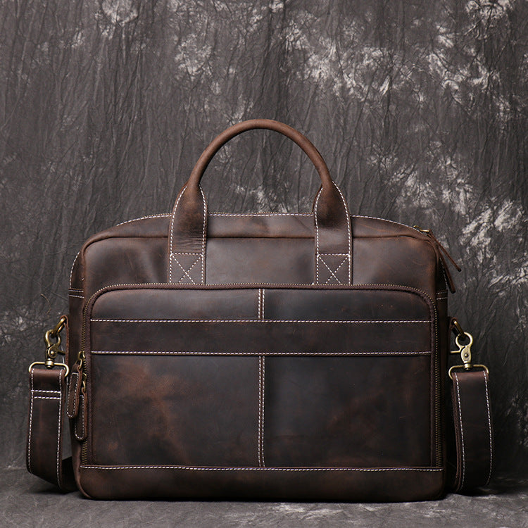 Women's & Men's Leather For Crazy Horse Large Capacity Men's Briefcases