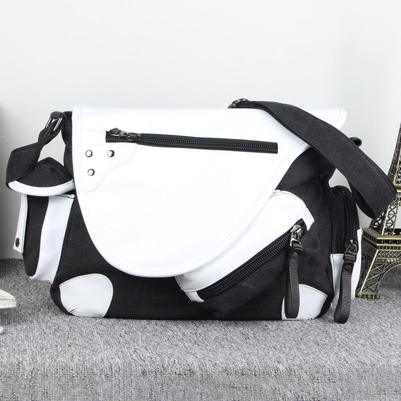 Classy Men's Graceful Korean Canvas Green Men's Shoulder Bags