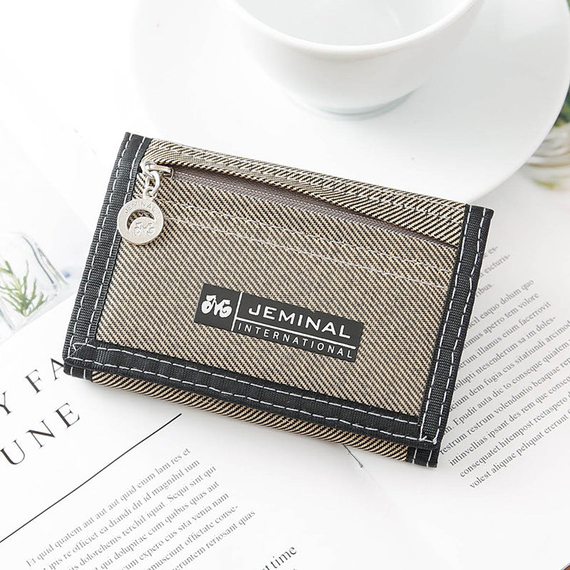 Men's Korean Cloth Off Short Style Canvas Folding Men's Wallet