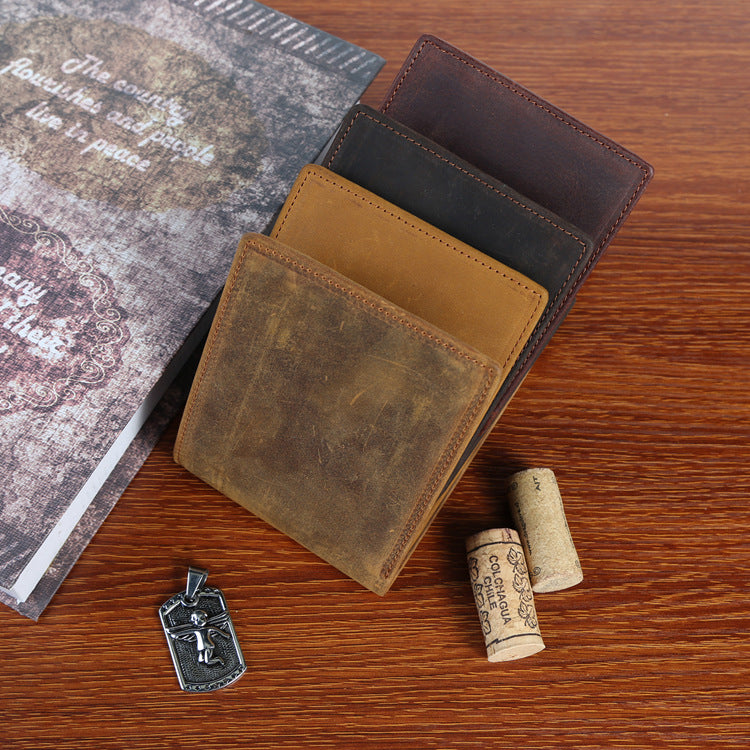 Men's First Layer Crazy Horse Cowhide Vintage Men's Wallets