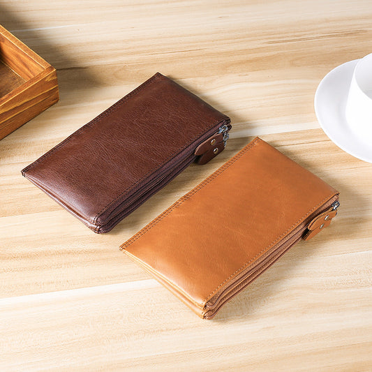 Men's Oil Wax Cowhide Classic Mid-length Leather Men's Wallets