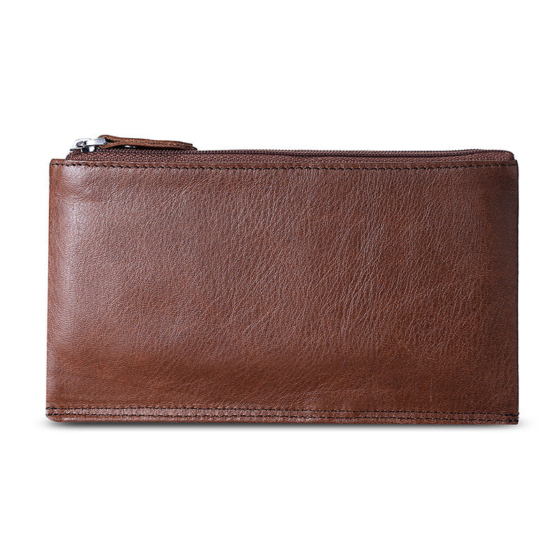 Men's Oil Wax Cowhide Classic Mid-length Leather Men's Wallets