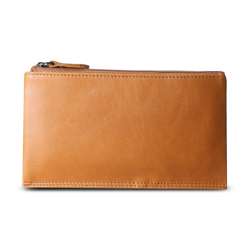 Men's Oil Wax Cowhide Classic Mid-length Leather Men's Wallets