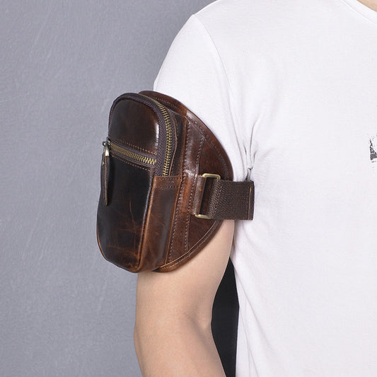 Men's Top Layer Crazy Horse Skin Retro Men's Chest Bags