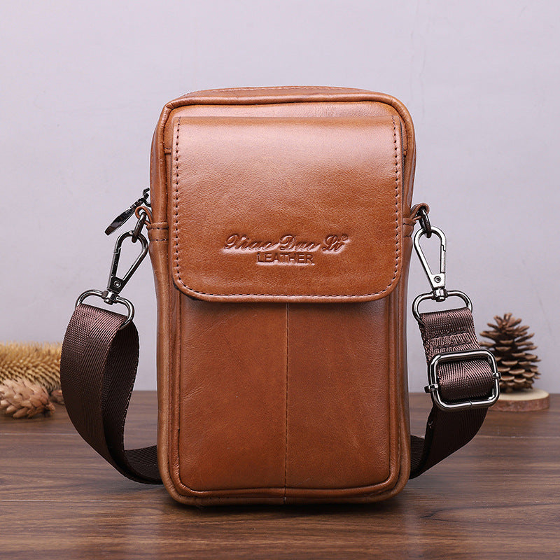 Men's Leather Multifunctional Mobile Cowhide Pannier Men's Waist Packs