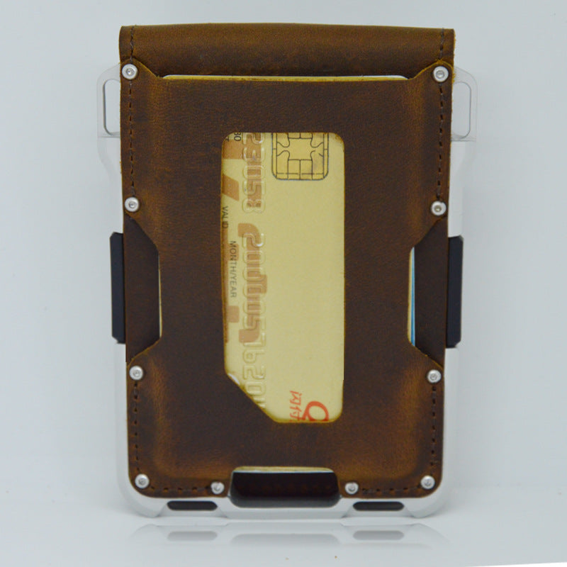Men's Metal Aluminum Alloy Multifunctional Leather Credit Card Holder