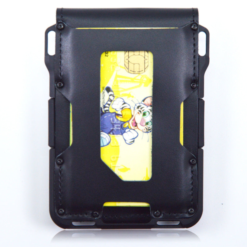 Men's Metal Aluminum Alloy Multifunctional Leather Credit Card Holder