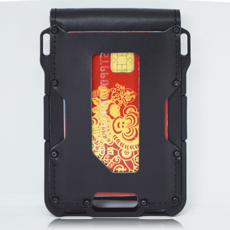 Men's Metal Aluminum Alloy Multifunctional Leather Credit Card Holder