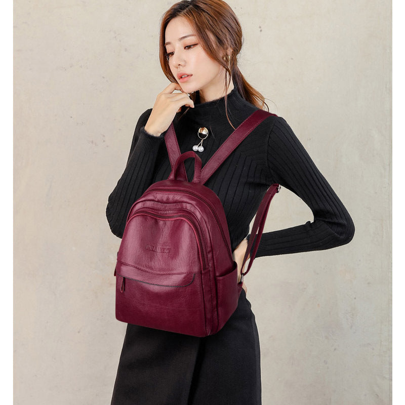 Women's Large Capacity Western Style Soft Leather Backpacks