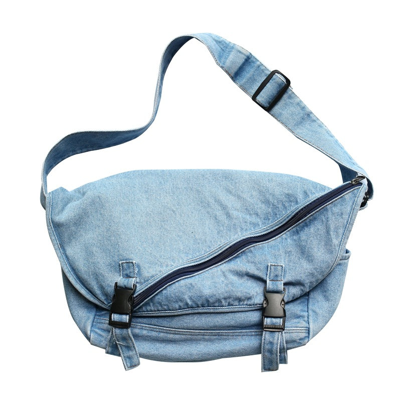 Women's Korean Style Retro Washed Denim Large Street Bags