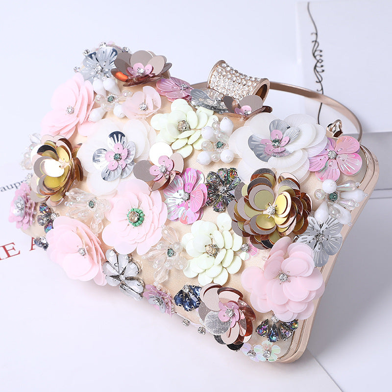 Women's Handmade Flower Dinner Party Clutch Bride Evening Bags