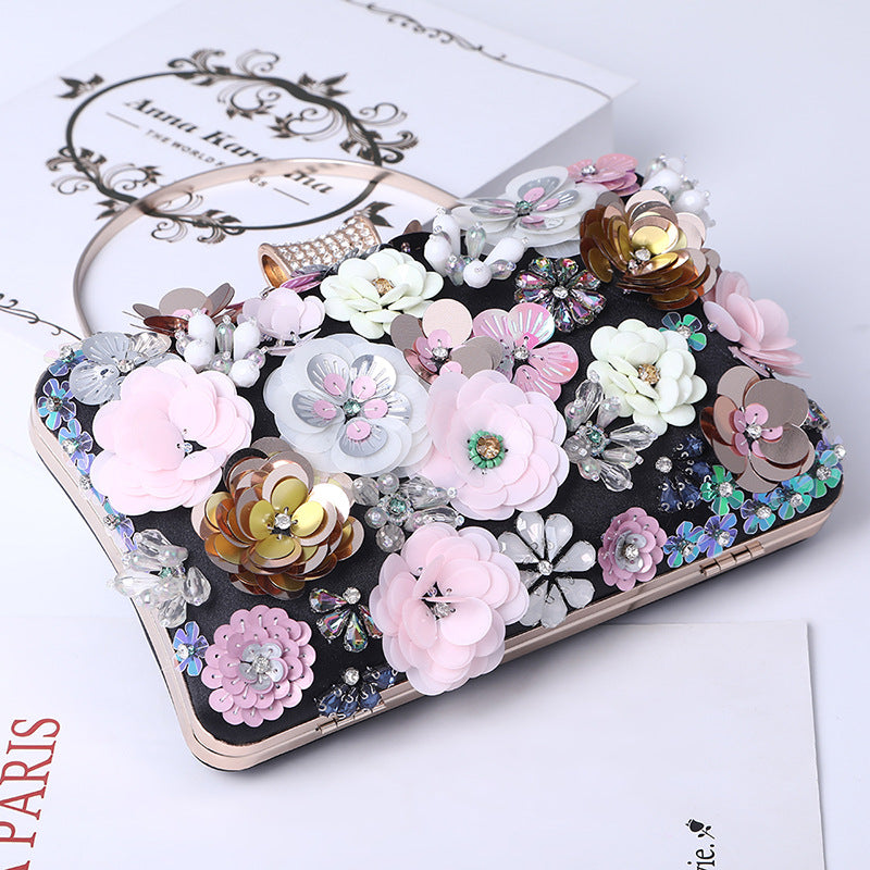 Women's Handmade Flower Dinner Party Clutch Bride Evening Bags