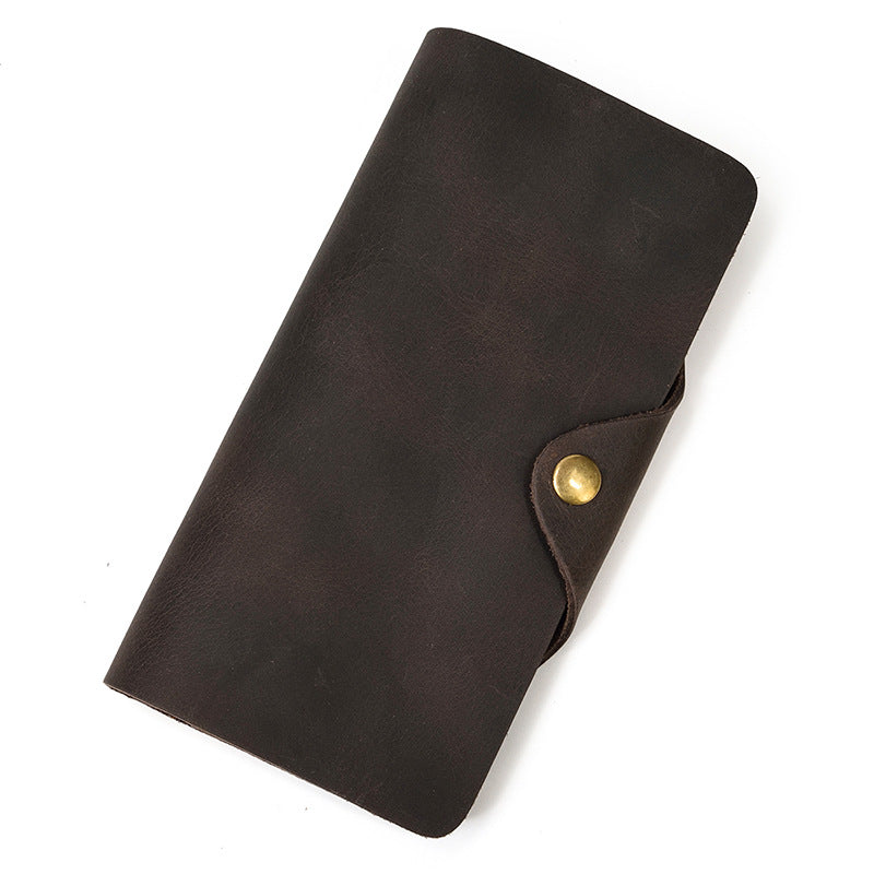 Men's Leather Crazy Horse Vintage Snap Button Men's Wallets