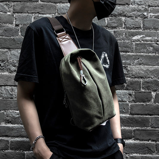 Men's Durable Trendy Canvas Retro Simple Men's Chest Bags
