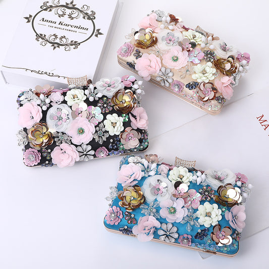 Women's Handmade Flower Dinner Party Clutch Bride Evening Bags