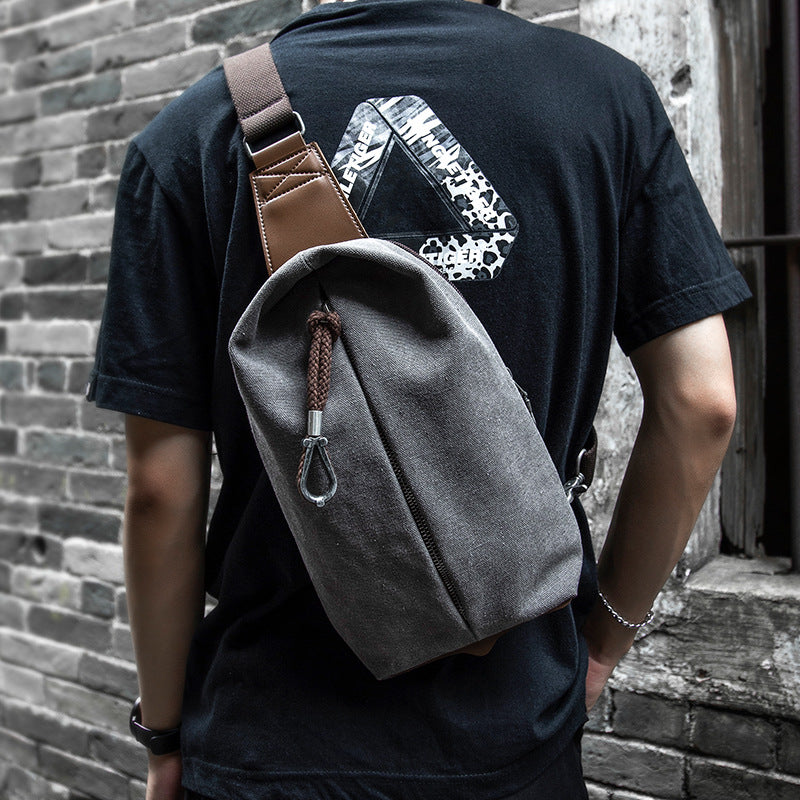 Men's Durable Trendy Canvas Retro Simple Men's Chest Bags