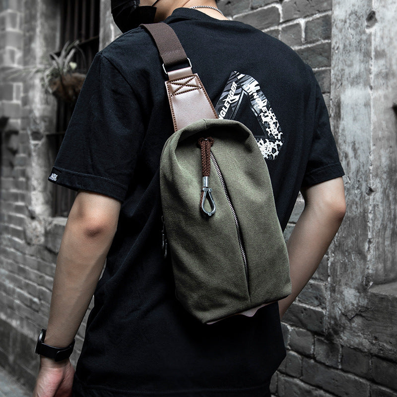 Men's Durable Trendy Canvas Retro Simple Men's Chest Bags