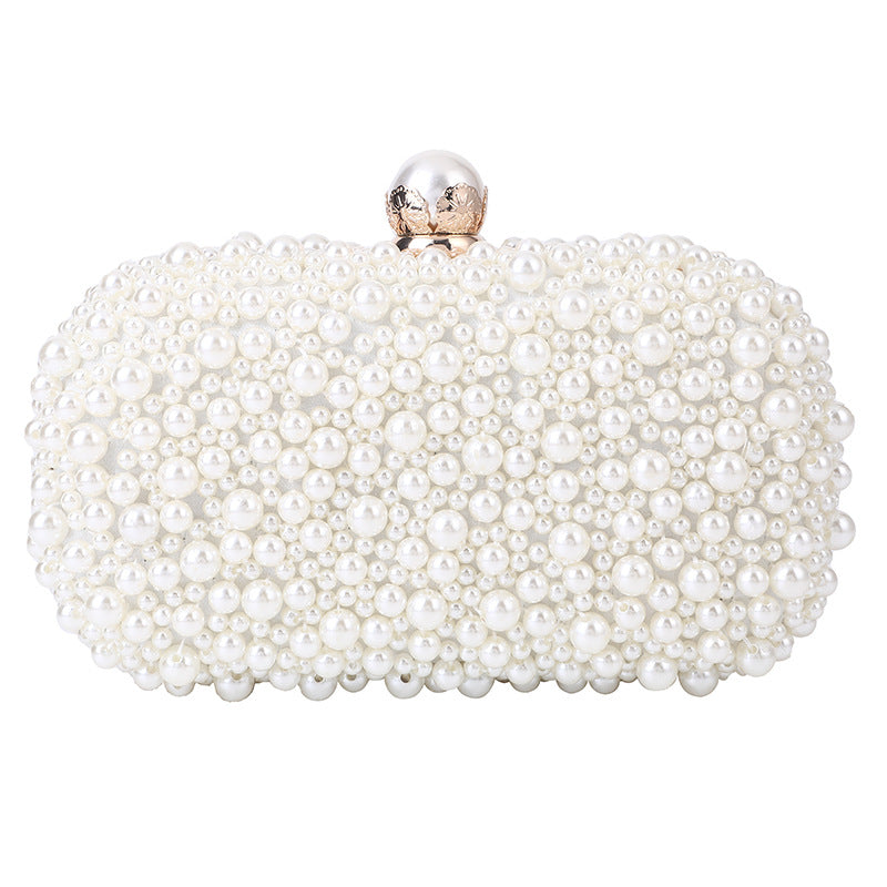 Glamorous Women's Pearl Dinner Soft Surface Evening Bags
